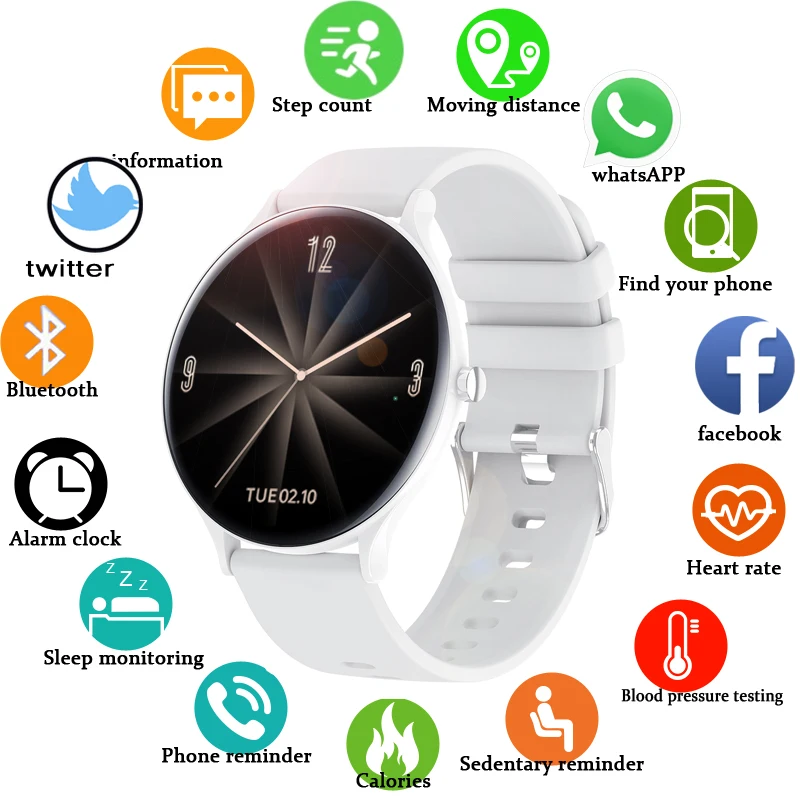 2020 New Color Full touch screen Women Smart Watch Men Waterproof fitness multifunctional Sport watch Heart rate blood pressure
