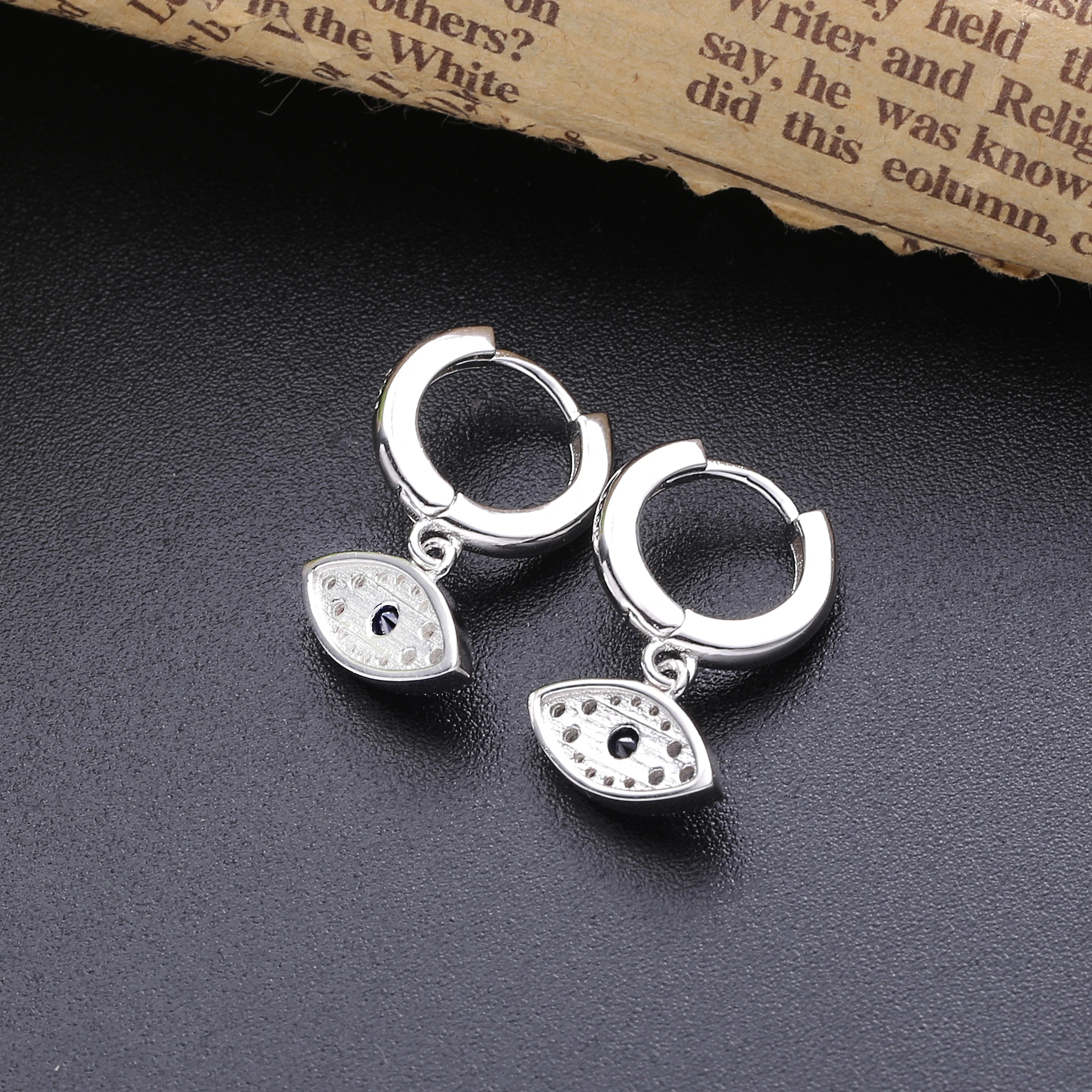 Женские сережки подвески Moonmory серьги из 925 пробы серебра с голубым камнем золота