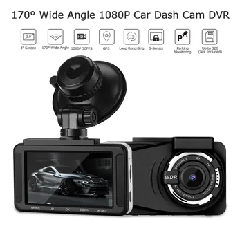 

3" 1080P Dashcam 30FPS GPS Dash Camera 170° Wide Angle DVR Loop Recording Parking Monitoring G-Sensor Car Driving Recorder