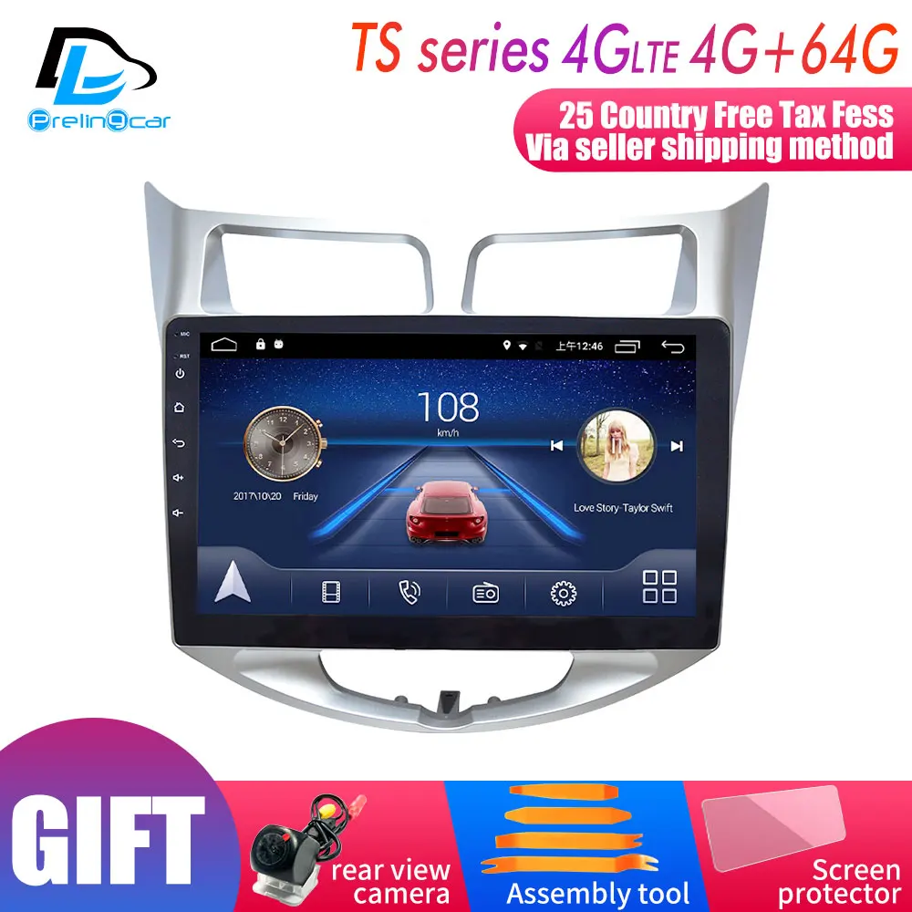 4G LTE Android 9,0 Автомобильный gps мультимедийный видео радио плеер в тире для Hyundai Solaris Verna 2010- лет навигации стерео - Цвет: TS player 4G64G