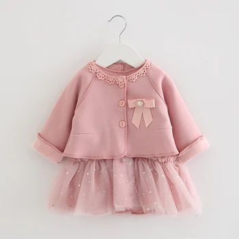 

Winter Baby Princess Dress For Girls Clothing Sets Baby Girl Dress+ Coat 2Pcs Infant Party Dresses Elegant Christmas Clothes Set