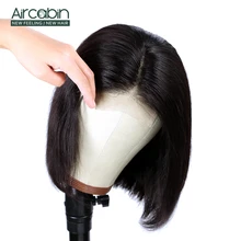 Glueless 4x4 кружева закрытие парик бразильские волосы боб парик 8-14 дюймов не Реми человеческие волосы парики для черных женщин боб парик предварительно выщипывается