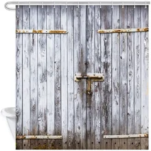 

Rustic Shower Curtain, Old Wooden Barn Door of Farmhouse Oak Village Board Rural Life Waterproof for Shower Cutains Decor