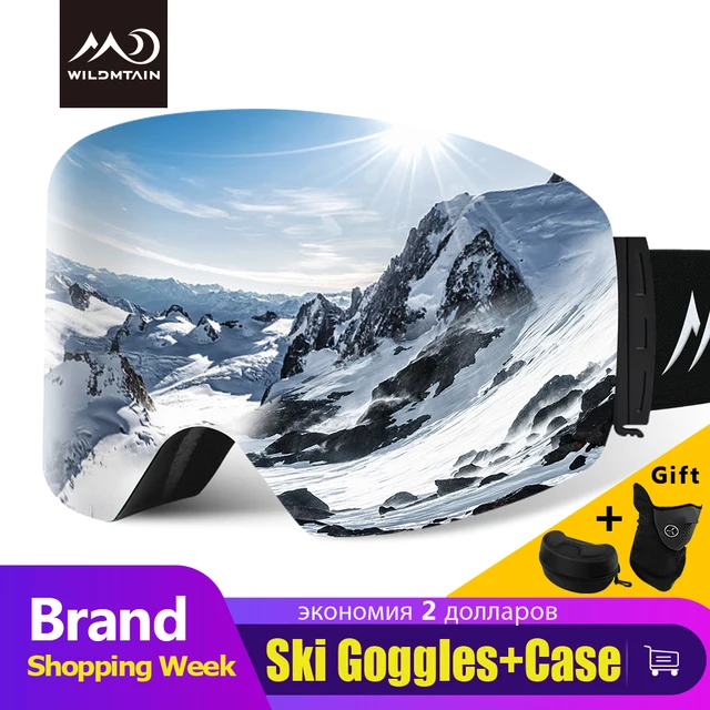 US $26.88 WILDMTAIN Ski Goggles Plus with Hard Box 100% UV Protection Anti-fog OTG Over Glasses Snowboard Ski
