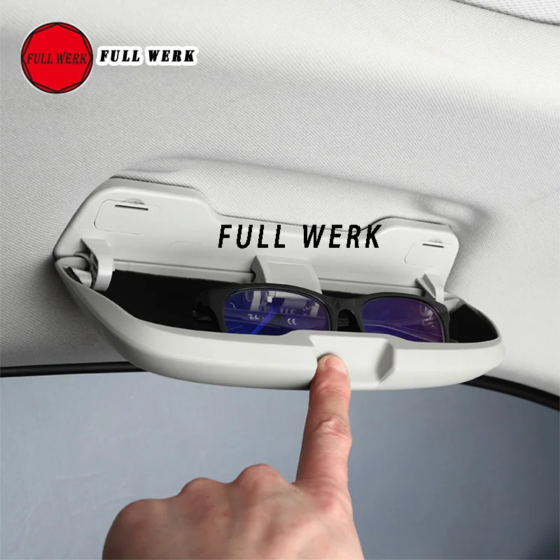 1pc ABS Car Sun Visor Glasses Storage Box Case Organizer Sunglasses Holder for Touareg 11-18 19-20 Interior Moulding Accessories