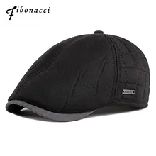 Fibonacci New Style Newsboy Cap Brand Quality Men Beret Plus Thick Velvet Autumn Winter Cabbie Ivy Dad Hat