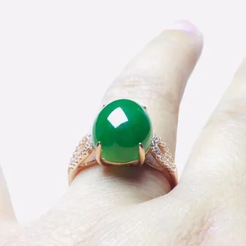

Natural Green Hetian Jade 925 Silver Ring Hand Carved Gemstone 10*12mm For Women Men Fashion Charm Jewelry