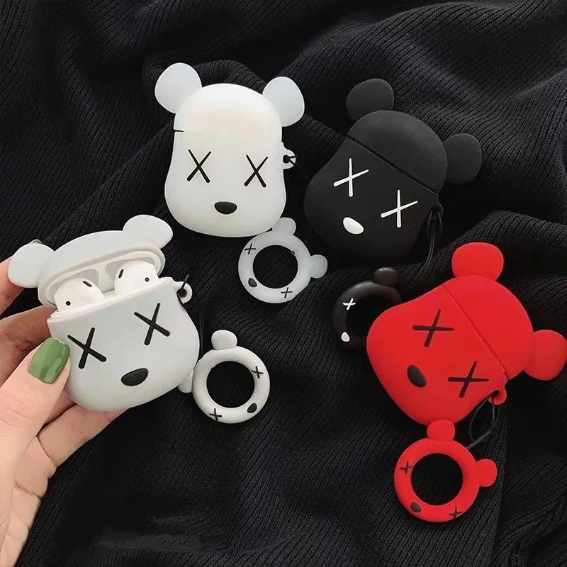 Чехлы для Apple AirPods 2 мягкие Мультяшные наушники авокадо клубника чехол для Air Pods 1 Зарядная Коробка Чехол для Airpods с крючками