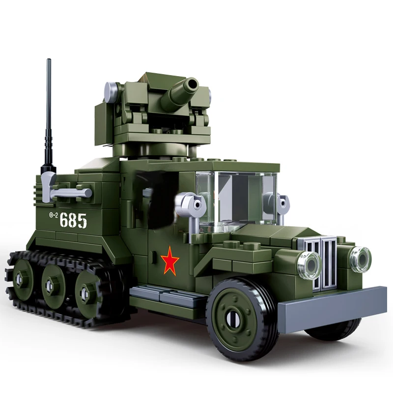 Строительные блоки Sluban Военная серия car ww2 tank truck humvee Германия США Советская