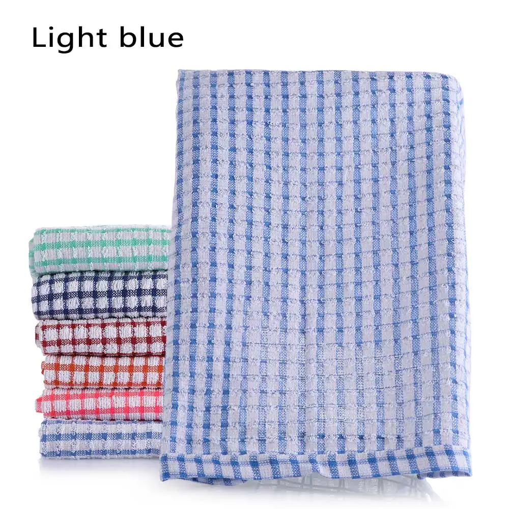 light blue 1 шт., 42*62 см, Сетчатое Хлопковое полотенце, сушильные чистящие салфетки, полотенце для рук, чайное полотенце, полотенце для мытья посуды, тряпка, бытовые кухонные принадлежности - Цвет: light blue