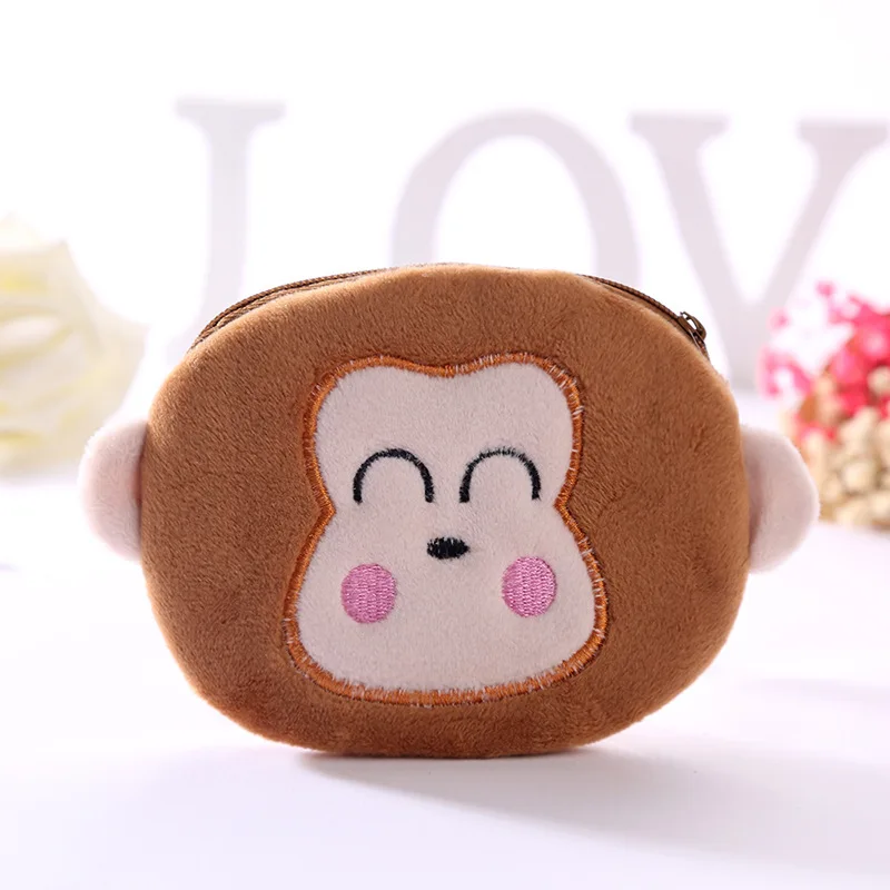 FUDEAM Soft Plush Panda Dog Rabbit Monkey Cartoon Women Coin Purse Mini Cute Zipper Girls Coin Wallet USB Cable Bag Key Wallets