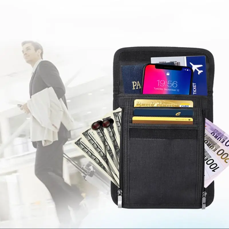 RFID Блокировка шеи бумажник Противоугонная карта держатель паспорта Скрытая сумка пакет