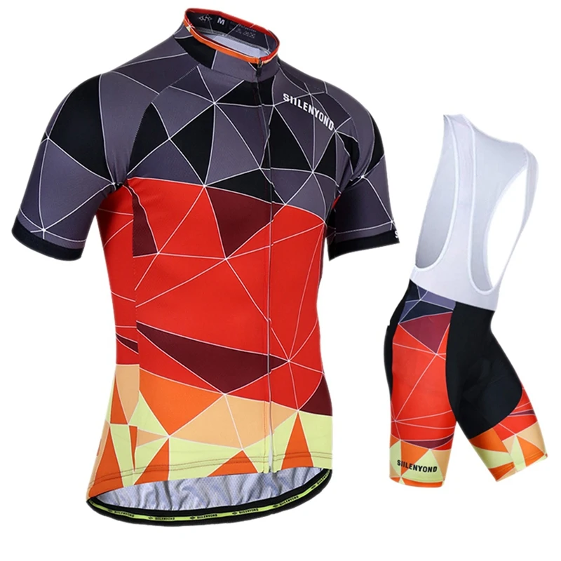 

SIILENYOND Cycling Jersey Set Summer Anti-UV Bicycle Clothing Suit with 3D Gel Pad Breathable Racing Bike Bib Clothes