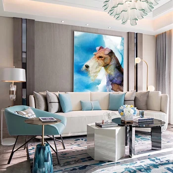 

Creative Prints Modern Home Decoration Hanging Painting Living Room Background Wall Bedroom Framed Pet Dog Art Cloth Painting