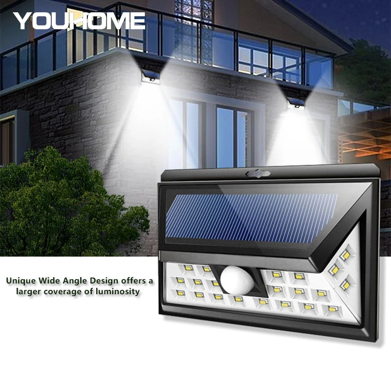 Solar Wall Lights Waterproof Front Door Outdoor PIR Motion Sensor Lamp 