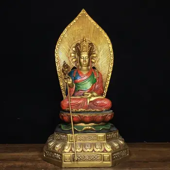 

Wedding 13" China Folk Collection Brass Painted Buddhist Ksitigarbha statue Dizang Bodhisattva (the four major Bodhisattvas)