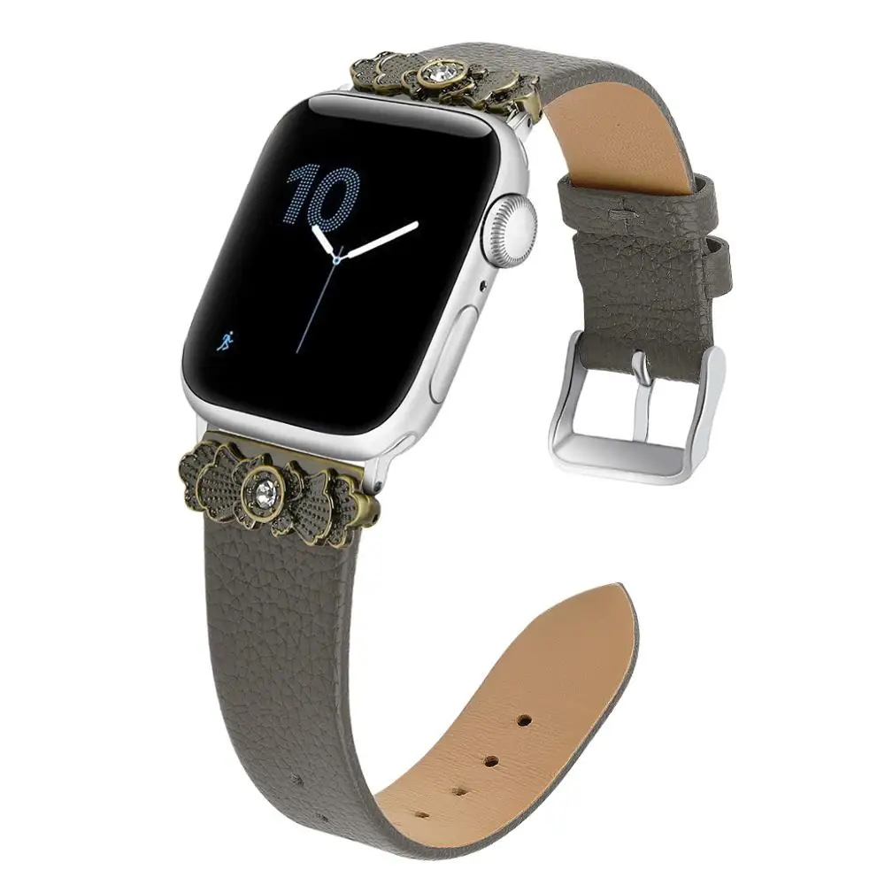 gray Correa для apple watch iwatch 5 4 38 мм 42 мм кожаный ремешок cinturino для i watch полосы 40 мм ремни pulseira браслет - Цвет ремешка: gray