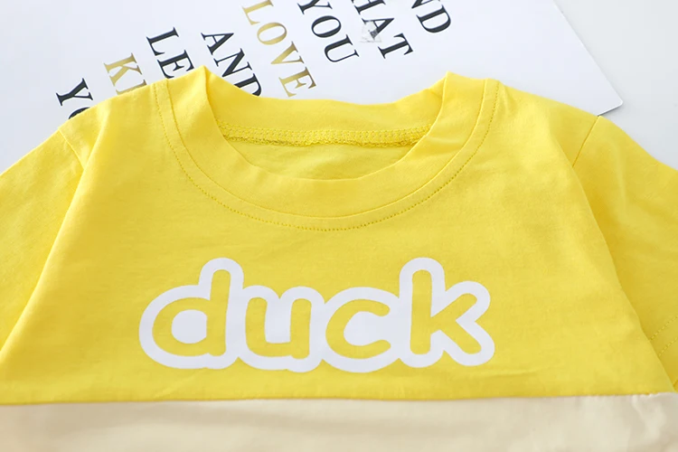 Summer Cartoon Duck 2PCS Baby Boys Short-Sleeves Shirt and Soft Shorts