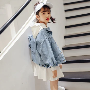 

Kids Denim Jackets For Girls Baby Coats 2020 Autumn New Fashion Child Kids Outwear Jeans Jackets Girl Coats Kids Teen Tops 10 12