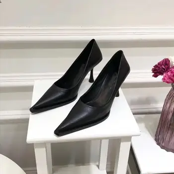 

High heels 2020 new women's leather high heels wine glasses with super pointed high heels shallow mouth shoes women's shoes