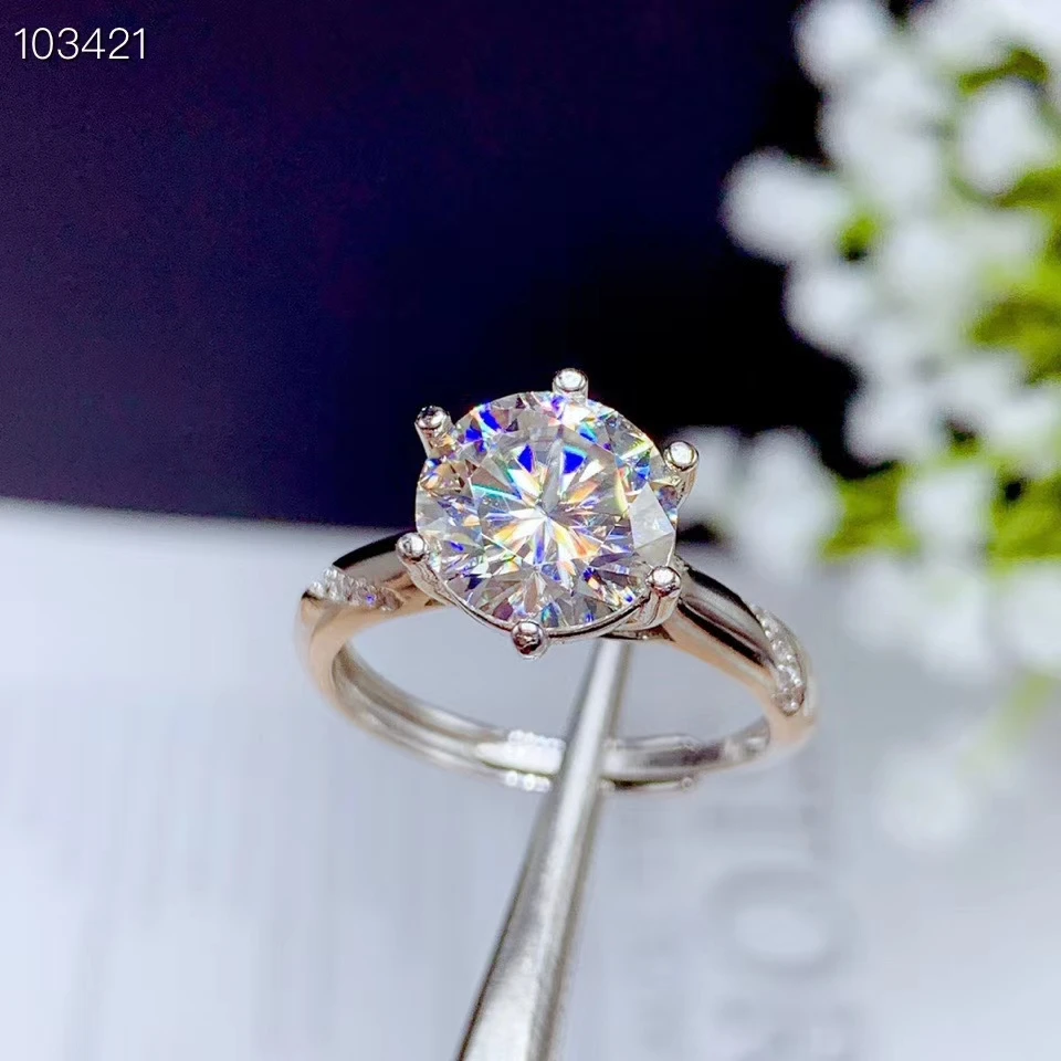 

2020 engagement ring big shinning moissanite ring for women jewelry real 925 silver party gift 9*9mm size 3 carat gem sparkling