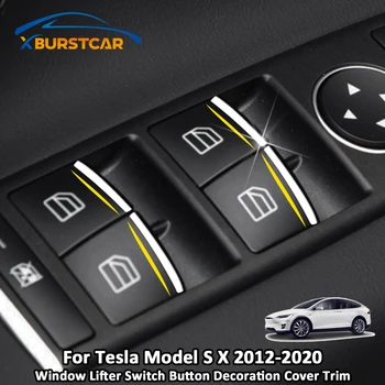 

Xburstcar for Tesla Model S X 2012 - 2020 7Pcs/Set ABS Chrome Window Lifter Switch Button Decoration Cover Trim Accessories