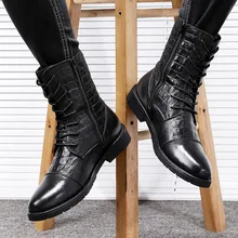 Модные зимние мужские ботинки из натуральной кожи для прогулок; мужские зимние ботинки; сохраняющие тепло ботинки; мужские плюшевые зимние ботинки на шнуровке