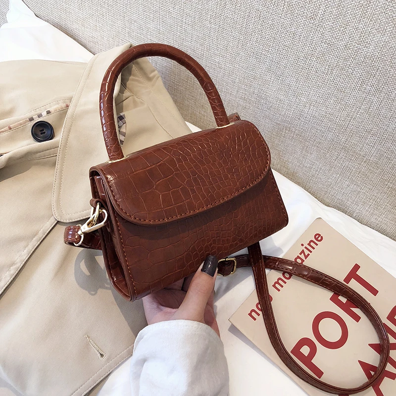 Bolsa Feminina модная сумка из аллигатора с ручкой сверху Дизайнерская Женская мини-сумка через плечо сумки через плечо для женщин Sac - Цвет: deep brown