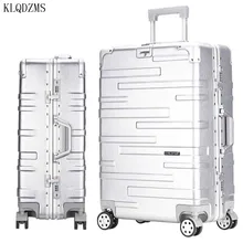 KLQDZMS 2" 22" 2" 26" 29 дюймов Модный Дорожный чемодан с алюминиевой рамой, Скалка багажа, Спиннер на колесах, Мужская Женская тележка, чехол