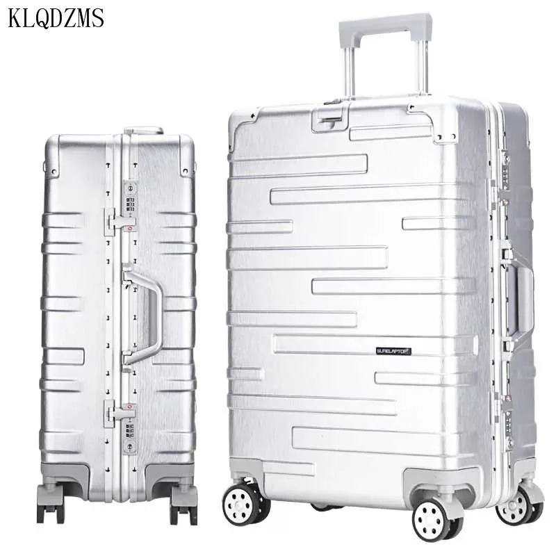 KLQDZMS 20&quot22&quot24&quot26&quot29inch fashion travel suitcase aluminum frame rolling luggage spinner on wheels men women trolley case |
