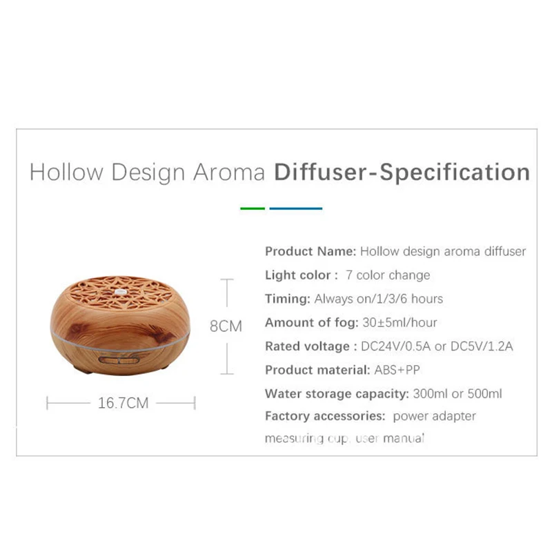 Wood Grain Ultrasonic Aroma Essential Oil Diffuser with Bluetooth Wireless Music Speaker Timer Aromatherapy Air Humidifier 300Ml
