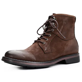 

Chelsea boots male autumn cowhide military boots mens autumn winter zipper High Quality Genuine Leather cowboy boots mens