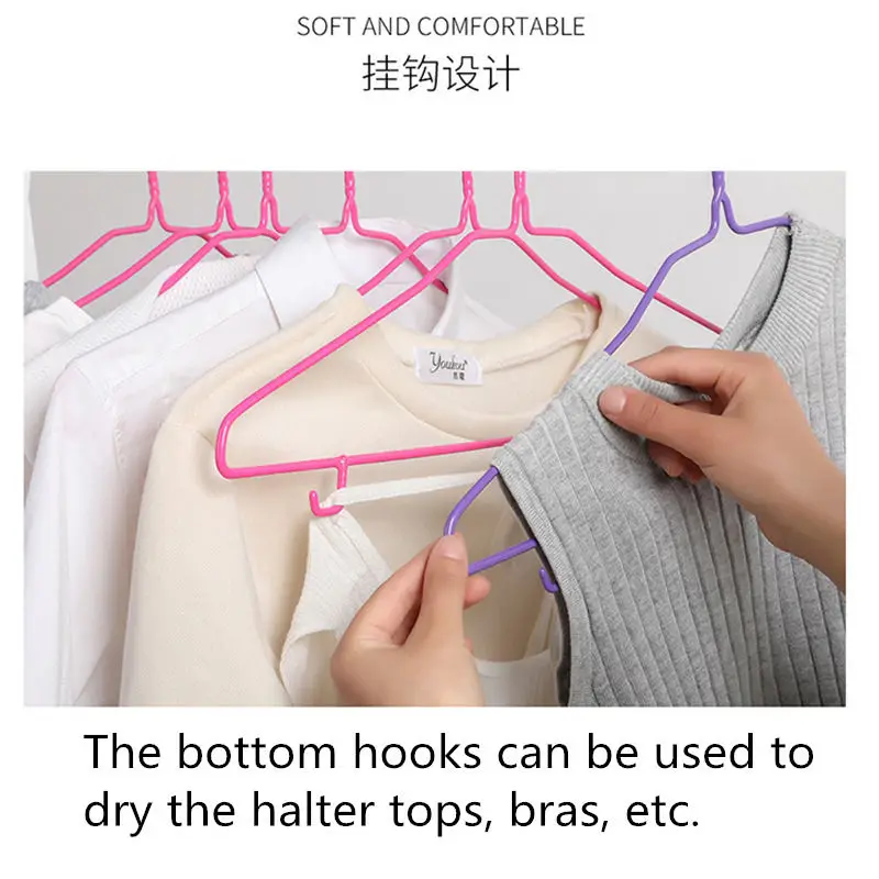 10PCs Stainless Steel Clothes Hanger Non-Slip Children Coat Trousers Pants Drying Rack with hook Wardrobe Laundry Storage Holder