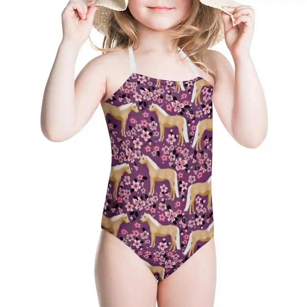 Hycool 子供水着花ひまわり桜馬ワンピーススーツ十代の少女水着幼児子供入浴スーツ Children S One Piece Suits Aliexpress