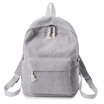 

Corduroy Backpack School Bag For Teenage Girls Travel Rucksack