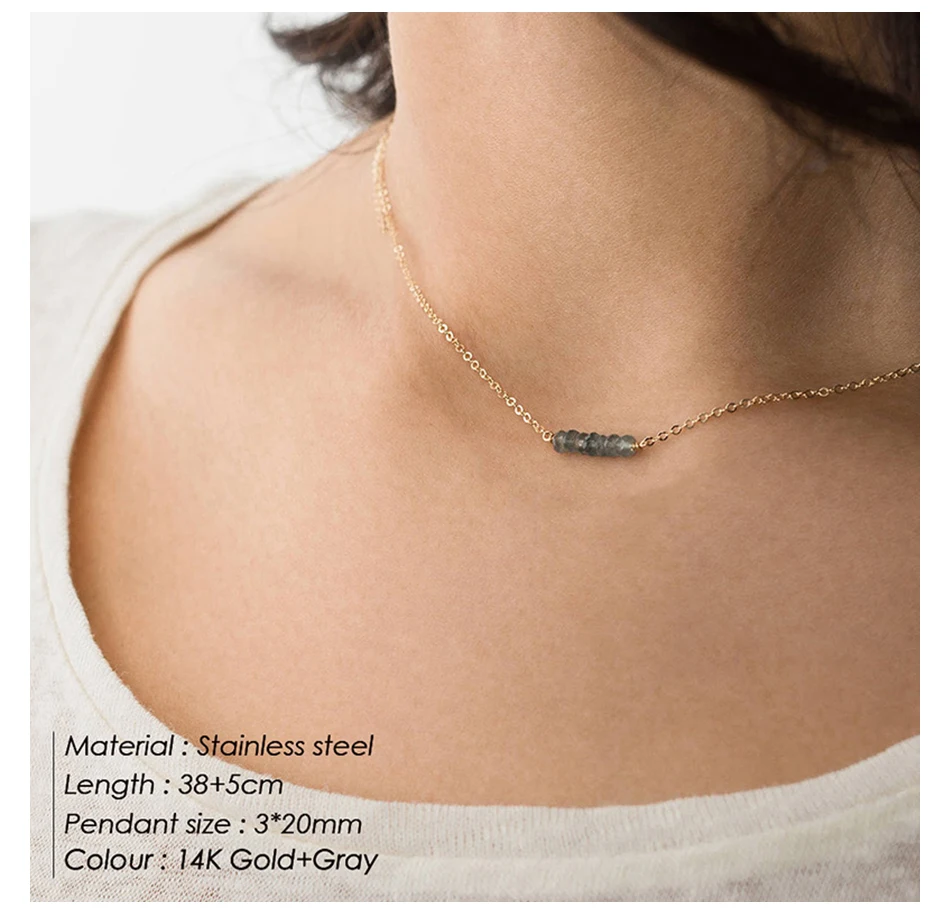 Женское Ожерелье eManco 316L из нержавеющей стали с хрустальным Чарм, подвеска из камня, ожерелье для женщин, многослойное ожерелье