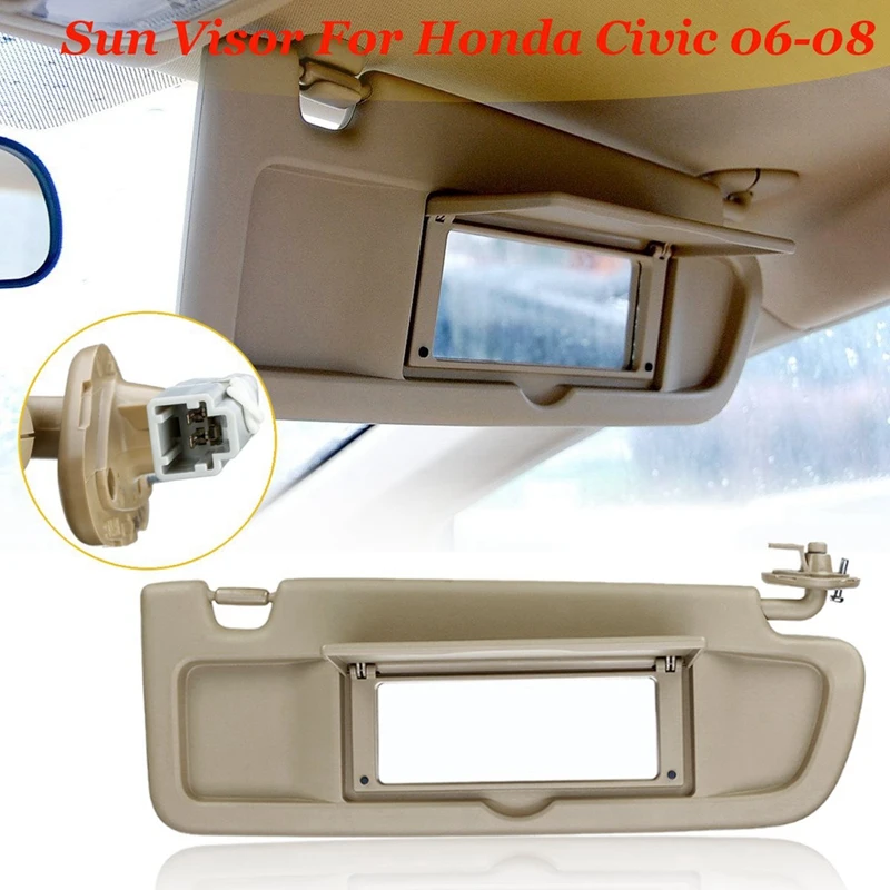 Right Passenger Side Sun Visor for Honda Civic 2006-2011 Beige 