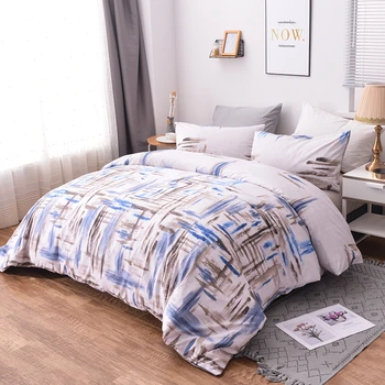 

Simple Plain Printing Bed Set 2/3pcs US EU Size Polyester Bedding Set Soft Comfortable Bed Duvet Cover Pillow Case
