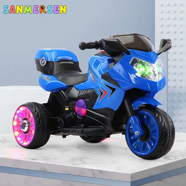 Children's Electric Motorcycle Baby Tricycle Toy Car Off-road Charging 2-8 Year Old Riding Toy Tricycle For Kid With Music Light 2