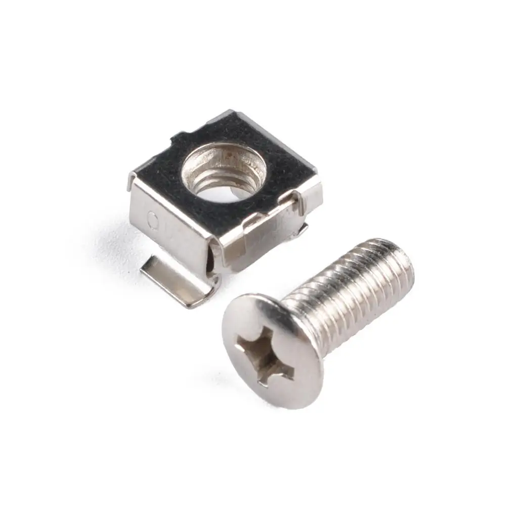 100 Pack Lot - M6X16 Rack Mount Cage Nuts & Screws w/ Washers - Square Clips