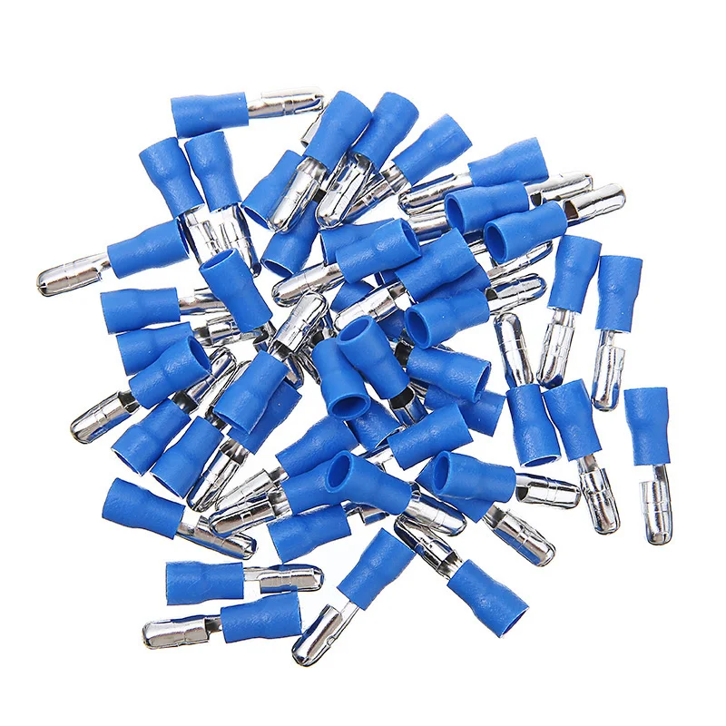 High Quality Blue 50pcs Male +50pcs Female Bullet Connectors Insulated