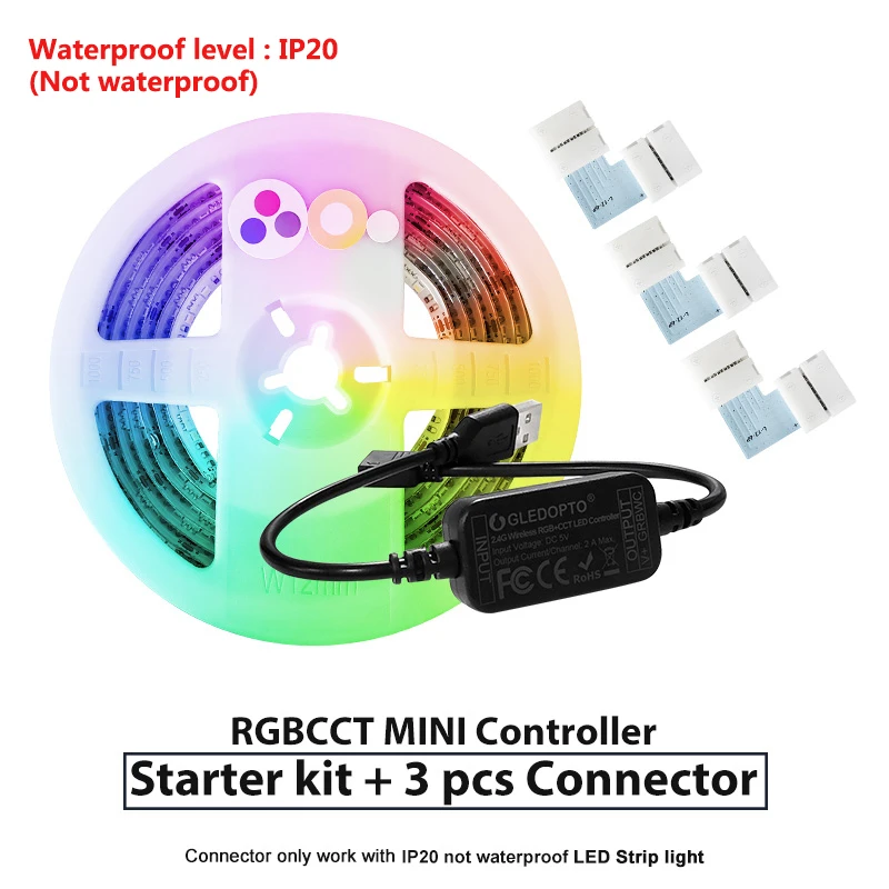 G светодиодный OPTO ZigBee светодиодный 5 в RGB+ CCT ТВ компьютерный светодиодный светильник 2 м умный дом пульт дистанционного управления работает с Amazon ECHO Plus - Цвет: not waterproof 2