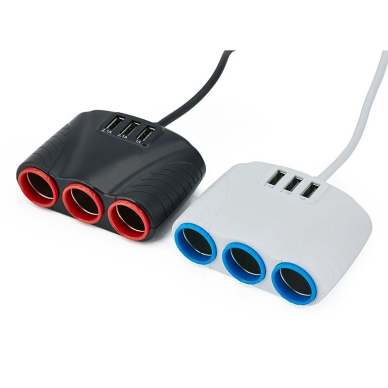 Многофункциональный автомобильный прикуриватель Quick Charge 3 Way 12-24V Автомобильное зарядное устройство три USB интерфейса