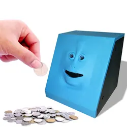 Capteur boîte à monnaie électrique, Pot d'argent mignon visage banque d'argent coffre fort d'économie automatique jouets tirelire du nouvel an cadeau d'argent pour enfants 