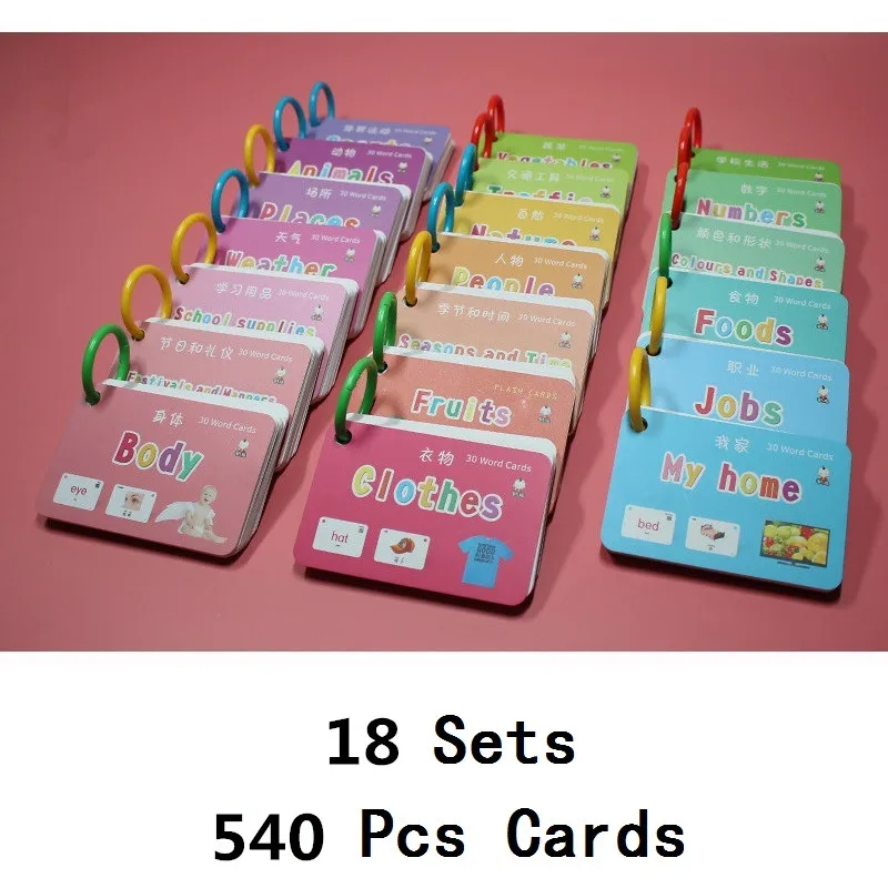 20-Books-Set-640Pcs-Kids-Chinese-English-Flash-Cards-Early-Education-Baby-Children-Preschool-Learning-Cards