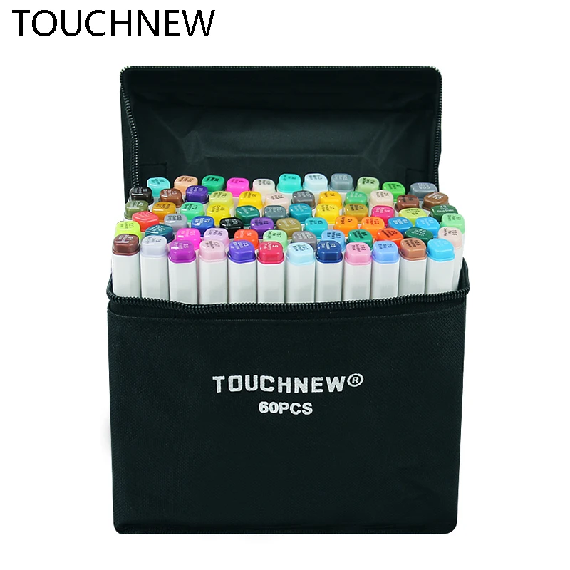 Спиртовые маркеры TOUCHNEW 30/40/60/80/168 цветов с двойной головкой для скетчинга набор