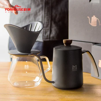 

Drip Kettle Coffee Tea Pot Set Gooseneck Kettle High-Temperature Resistant Glass Coffee Maker Espresso Coffee Machine Filter Set