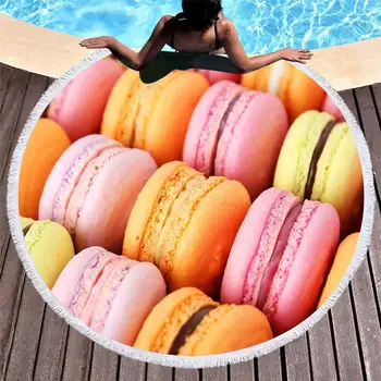 

Cake Donuts Pattern Large Bath Towel Beach Summer Beach Towel Microfiber Thick Round Fabric Quick Compressed Towel Yoga Mat