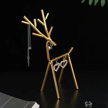 

Gold Three Dimensional Fawn Earring Rack Jewelry Organizer Holder Stand Showing Rack for Earrings Necklaces Bracelets Ring