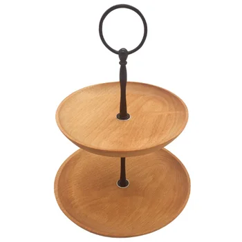 

Double-Layer Solid Wood Cake Tray Living Room Fruit Snack Tray Snack Tray Tapas 2-Tier Tapas Serving Set